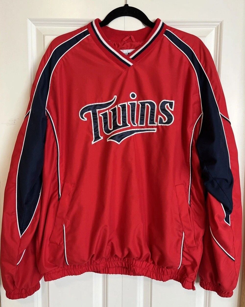 Vintage Minnesota Twins Lined Jacket Windbreaker Coach Pullover Red MLB Sz M~EUC